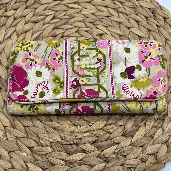 Vera Bradley Floral Pink and Green Women's Wallet - Picture 1 of 5